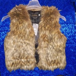 Wenxi ladies brown faux fur vest